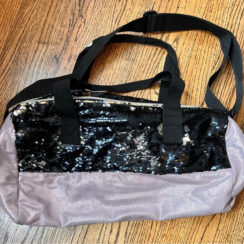 Justice Dance Gym Duffel Bag Purple Black Flip Sequins Glitter Ballet Girl